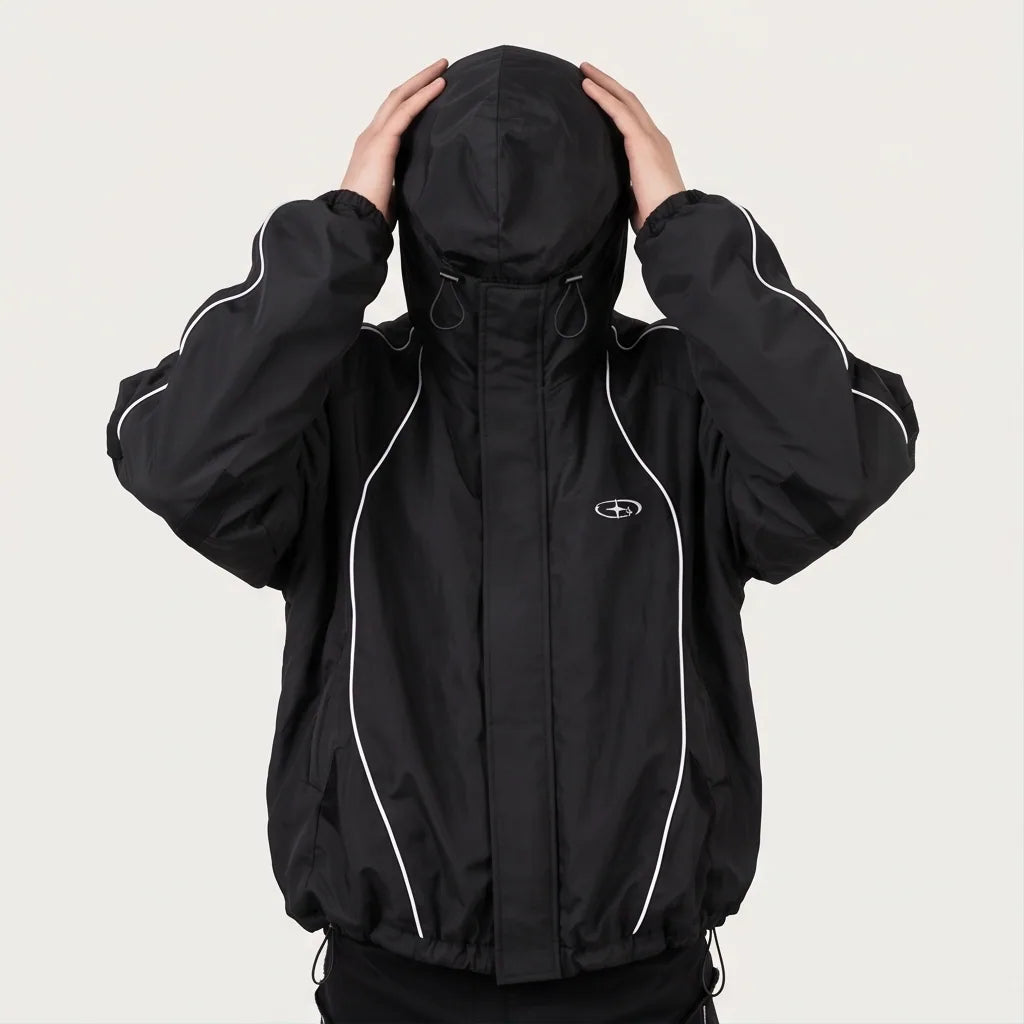 Y2K Reflective Striped Windbreaker Jacket