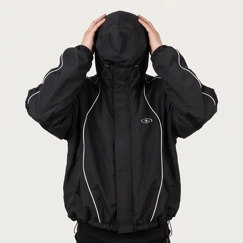 Y2K Reflective Striped Windbreaker Jacket